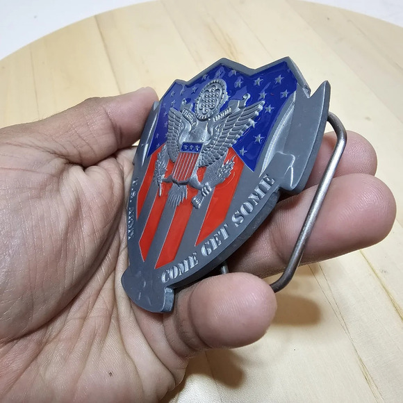 GREAT AMERICAN PRODUCT 2007 BELT BUCKLE UNITED STATES ARMY "COME GET SOME" see p - Picture 4 of 9